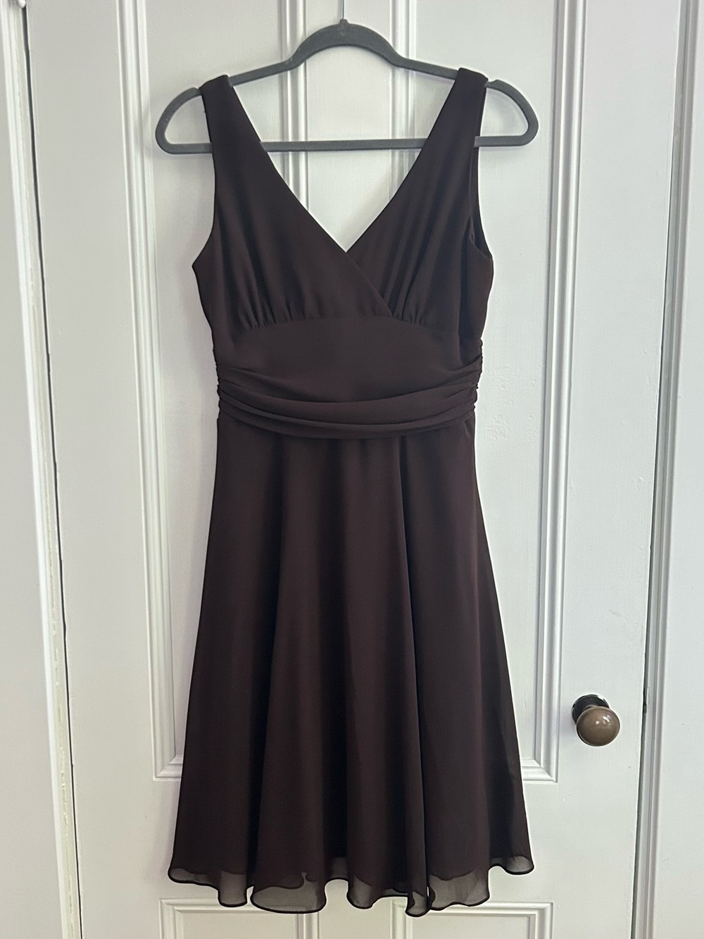 vintage chocolate brown flowy midi dress